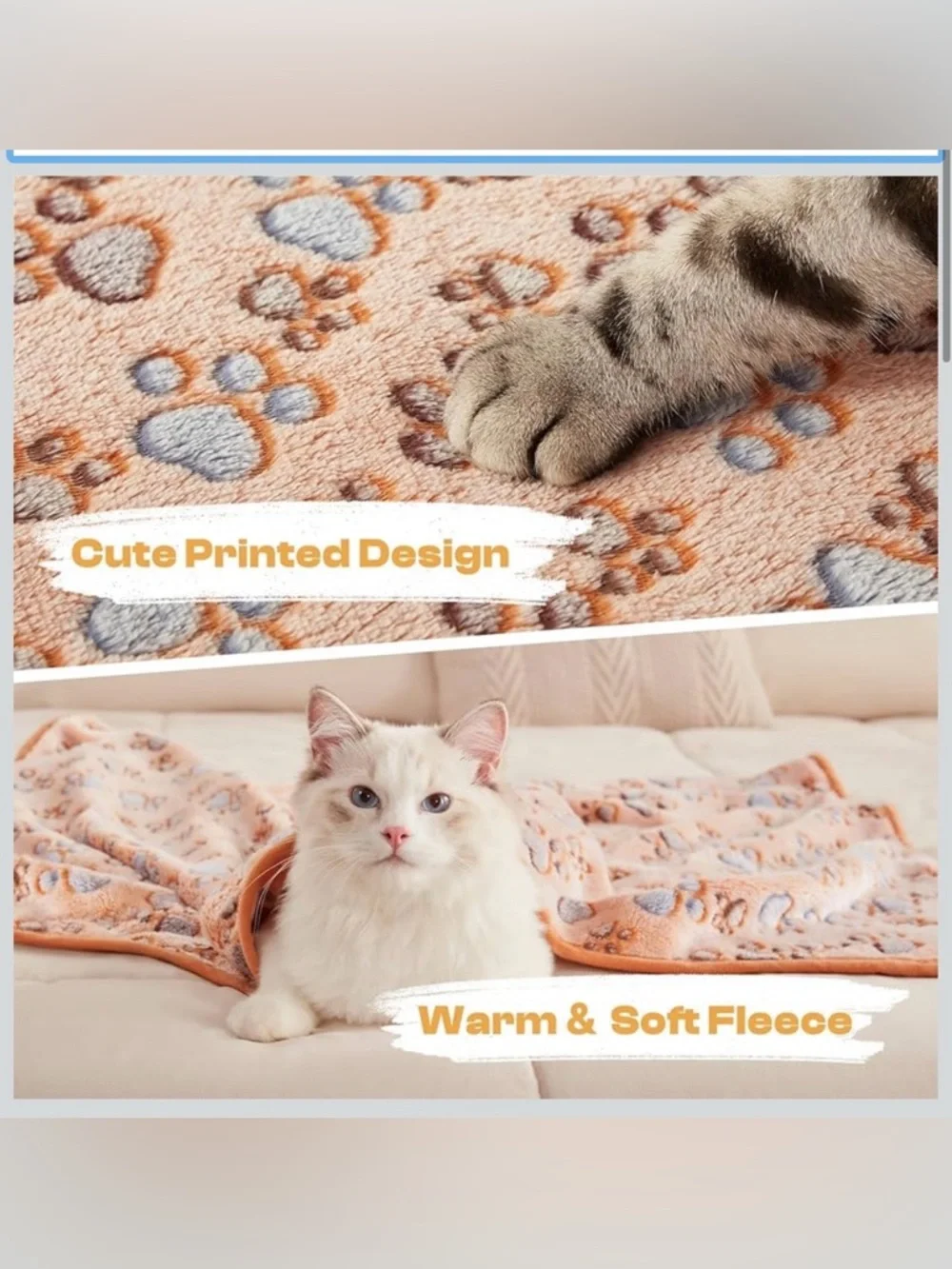 Plush Paw Print Pet Blanket Stack - Beige, Pink, White
